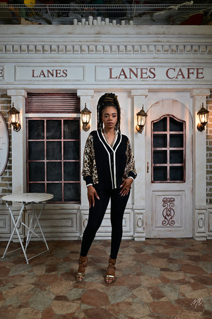 Varsity Leopard Sequin Cardigan