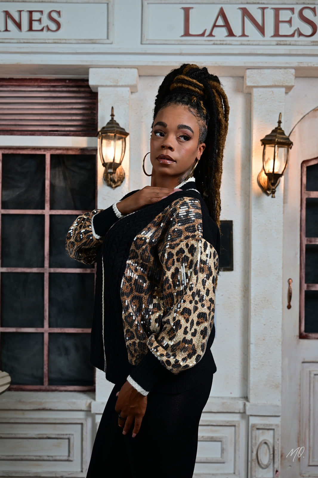 Varsity Leopard Sequin Cardigan