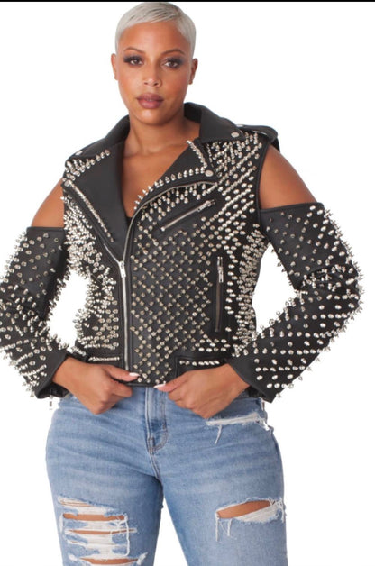 Cold Shoulder Leather Jackets